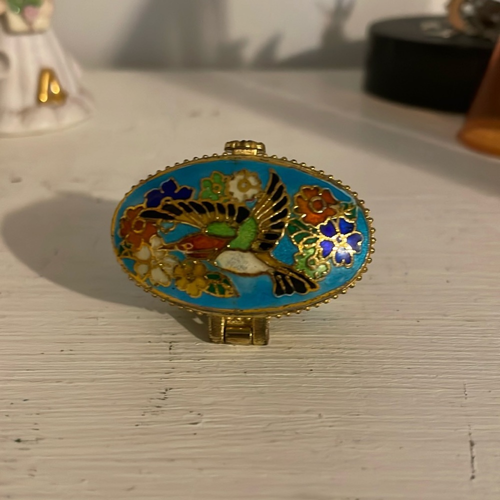 Tiny Hummingbird Trinket Box